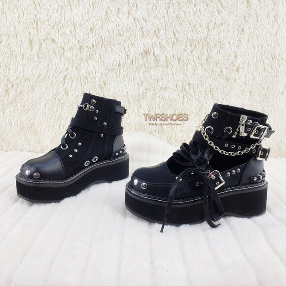 Emily Cut Out Platform Sandal Boots Goth Punk Ankle Boots - Picture 9 of 15